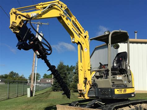 mini digger auger drive|mini digger post hole auger.